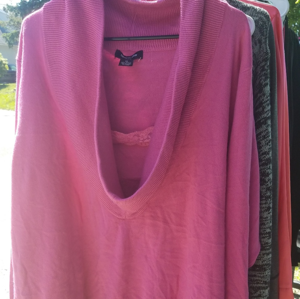 Pink Cow Neck Sweater